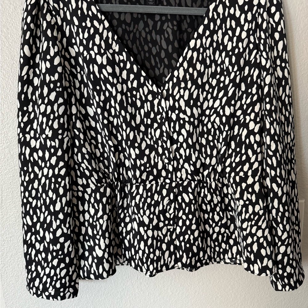 J. Crew Black and White Patterned Blouse